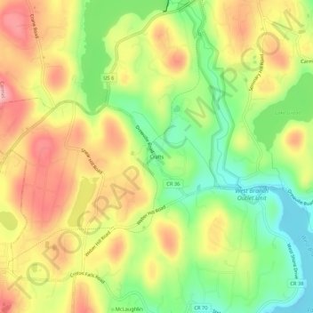 Mapa topográfico Crafts, altitud, relieve