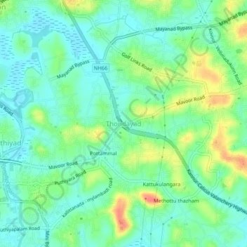 Mapa topográfico Thondayad, altitud, relieve