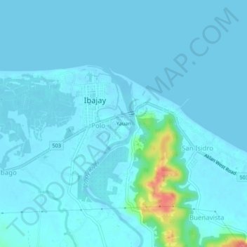 Mapa topográfico Yauan, altitud, relieve