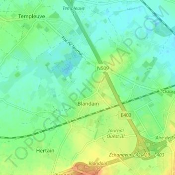 Mapa topográfico Cocriamont, altitud, relieve