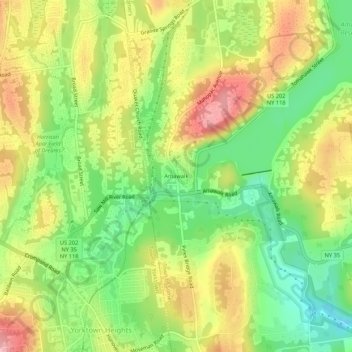 Mapa topográfico Amawalk, altitud, relieve