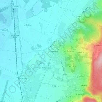 Mapa topográfico Le Plat, altitud, relieve