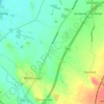 Mapa topográfico Putloe, altitud, relieve