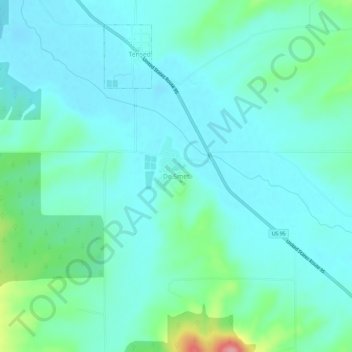 Mapa topográfico De Smet, altitud, relieve