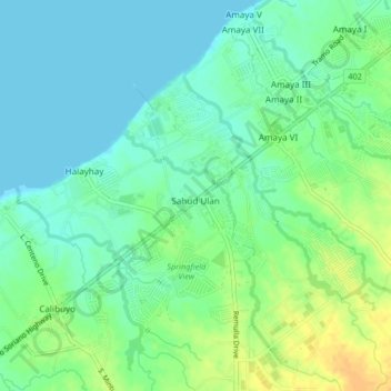 Mapa topográfico Sahud-ulan, altitud, relieve