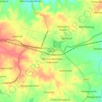 Mapa topográfico Tipaturu, altitud, relieve
