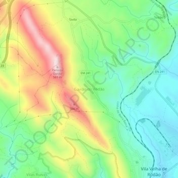 Mapa topográfico Gavião do Ródão, altitud, relieve