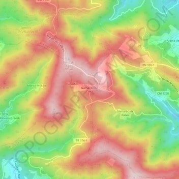 Mapa topográfico Gamarão de Cima, altitud, relieve