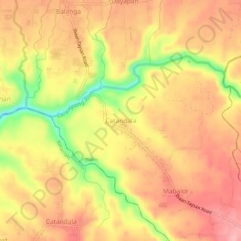 Mapa topográfico Catandala, altitud, relieve
