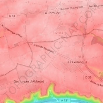 Mapa topográfico La Porte Blanche, altitud, relieve