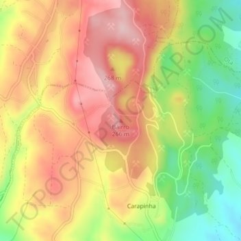 Mapa topográfico Bairro, altitud, relieve