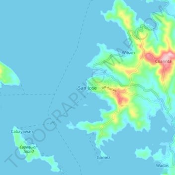 Mapa topográfico San Jose, altitud, relieve