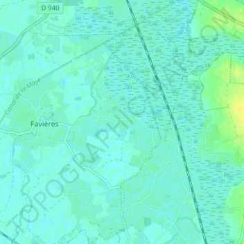 Mapa topográfico Marais, altitud, relieve