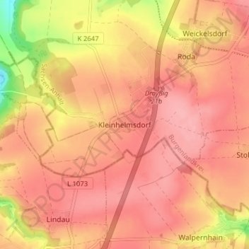 Mapa topográfico Kleinhelmsdorf, altitud, relieve