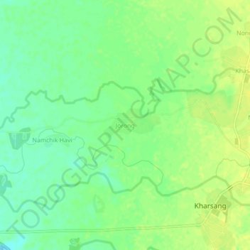 Mapa topográfico Jorong, altitud, relieve