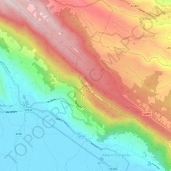 Mapa topográfico Broglina, altitud, relieve