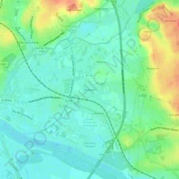 Mapa topográfico Guipasse, altitud, relieve