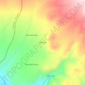 Mapa topográfico Talamolle, altitud, relieve