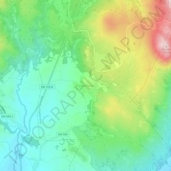 Mapa topográfico Padornelos, altitud, relieve