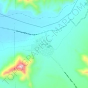 Mapa topográfico Sausal, altitud, relieve