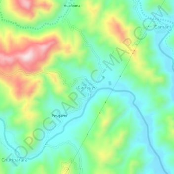 Mapa topográfico Caripuyo, altitud, relieve