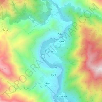 Mapa topográfico Dalupirip, altitud, relieve