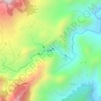 Mapa topográfico Tinisik-uwang Falls, altitud, relieve