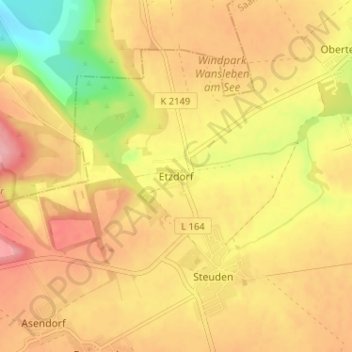 Mapa topográfico Etzdorf, altitud, relieve