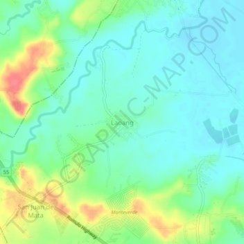 Mapa topográfico Laoang, altitud, relieve