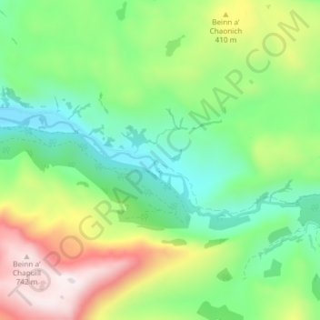 Mapa topográfico Balvraid, altitud, relieve