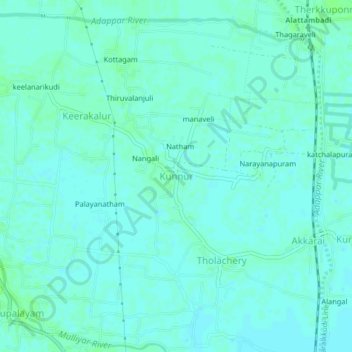Mapa topográfico Kunnur, altitud, relieve