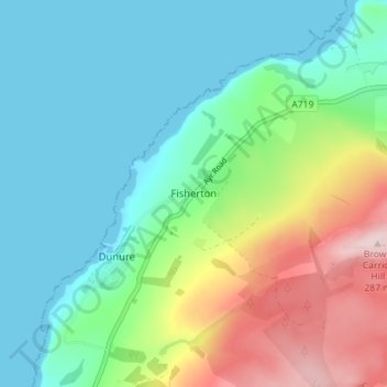 Mapa topográfico Fisherton, altitud, relieve