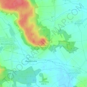 Mapa topográfico Ernstberg, altitud, relieve