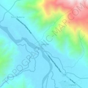 Mapa topográfico Calabasa, altitud, relieve