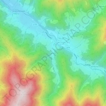 Mapa topográfico Ettersbach, altitud, relieve