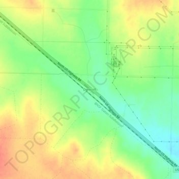 Mapa topográfico Dermott, altitud, relieve