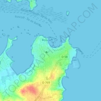 Mapa topográfico Le Raz, altitud, relieve