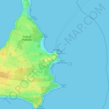 Mapa topográfico Pianosa, altitud, relieve