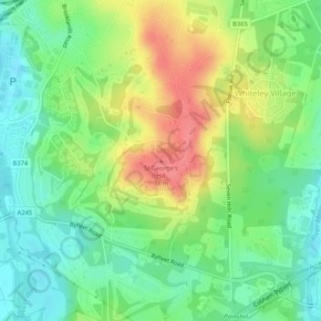 Mapa topográfico St George's Hill, altitud, relieve
