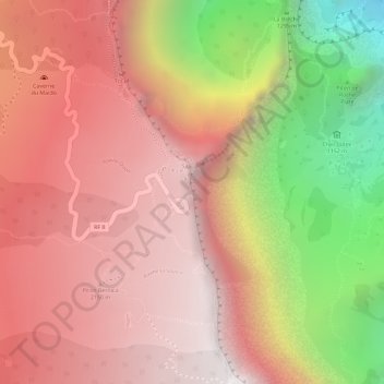 Mapa topográfico Maïdo, altitud, relieve