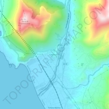 Mapa topográfico Castrocucco, altitud, relieve