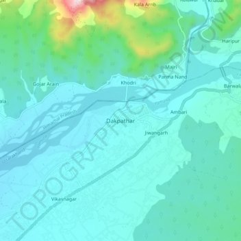 Mapa topográfico Dakpathar, altitud, relieve