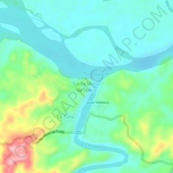 Mapa topográfico Santa María de Nieva, altitud, relieve