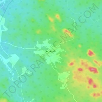 Mapa topográfico Adapalli, altitud, relieve