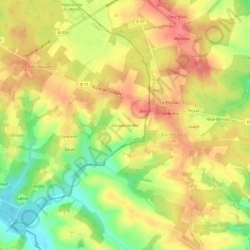 Mapa topográfico Coupau de Bas, altitud, relieve