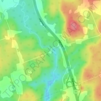 Mapa topográfico Stirling Falls, altitud, relieve