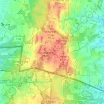 Mapa topográfico Hesingen, altitud, relieve