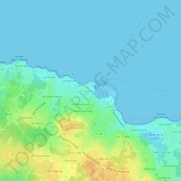 Mapa topográfico Port-Joinville, altitud, relieve