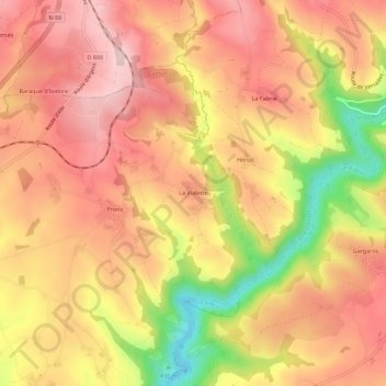 Mapa topográfico La Vialette, altitud, relieve