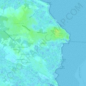 Mapa topográfico Montravail, altitud, relieve